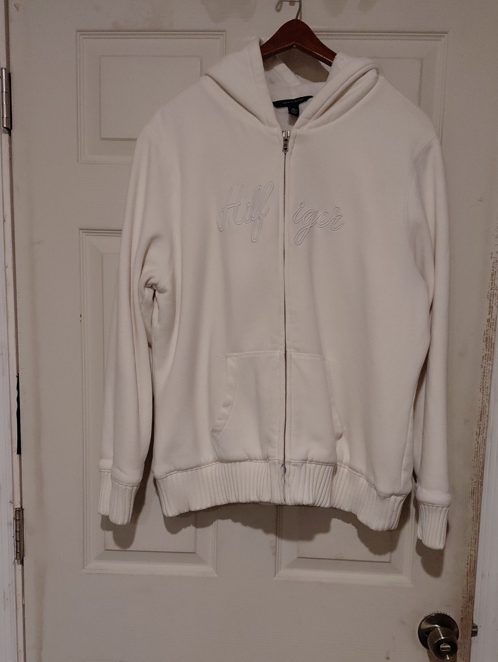 Tommy Hilfiger Womens White Hooded Zip-Up Bomber Jacket Size XXL/TTG/XXG